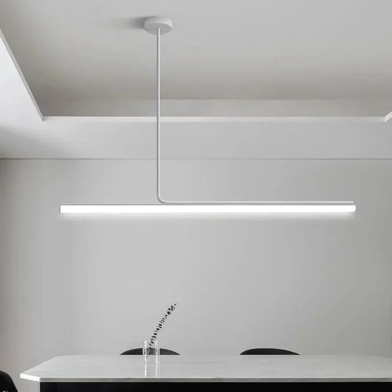 Black White Minimal Long Tube Lighting Chandelier Dimmable Led Home Decorate -