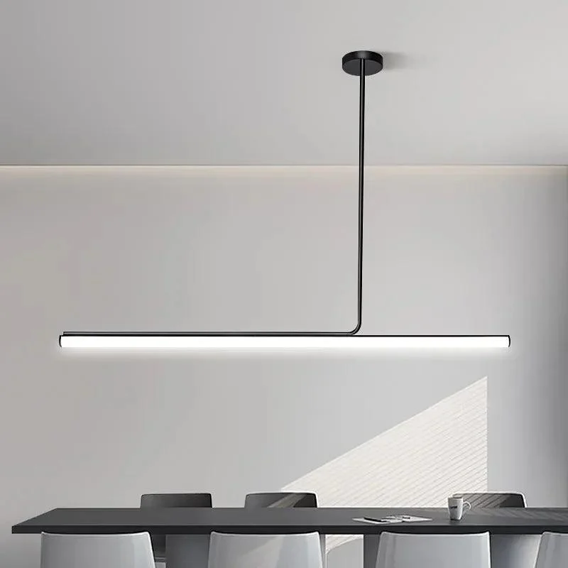 Black White Minimal Long Tube Lighting Chandelier Dimmable Led Home Decorate -