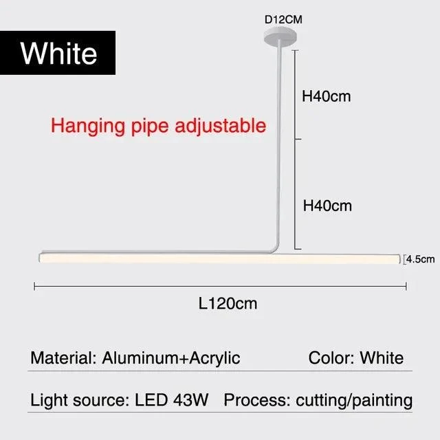 Black White Minimal Long Tube Lighting Chandelier Dimmable Led Home Decorate -