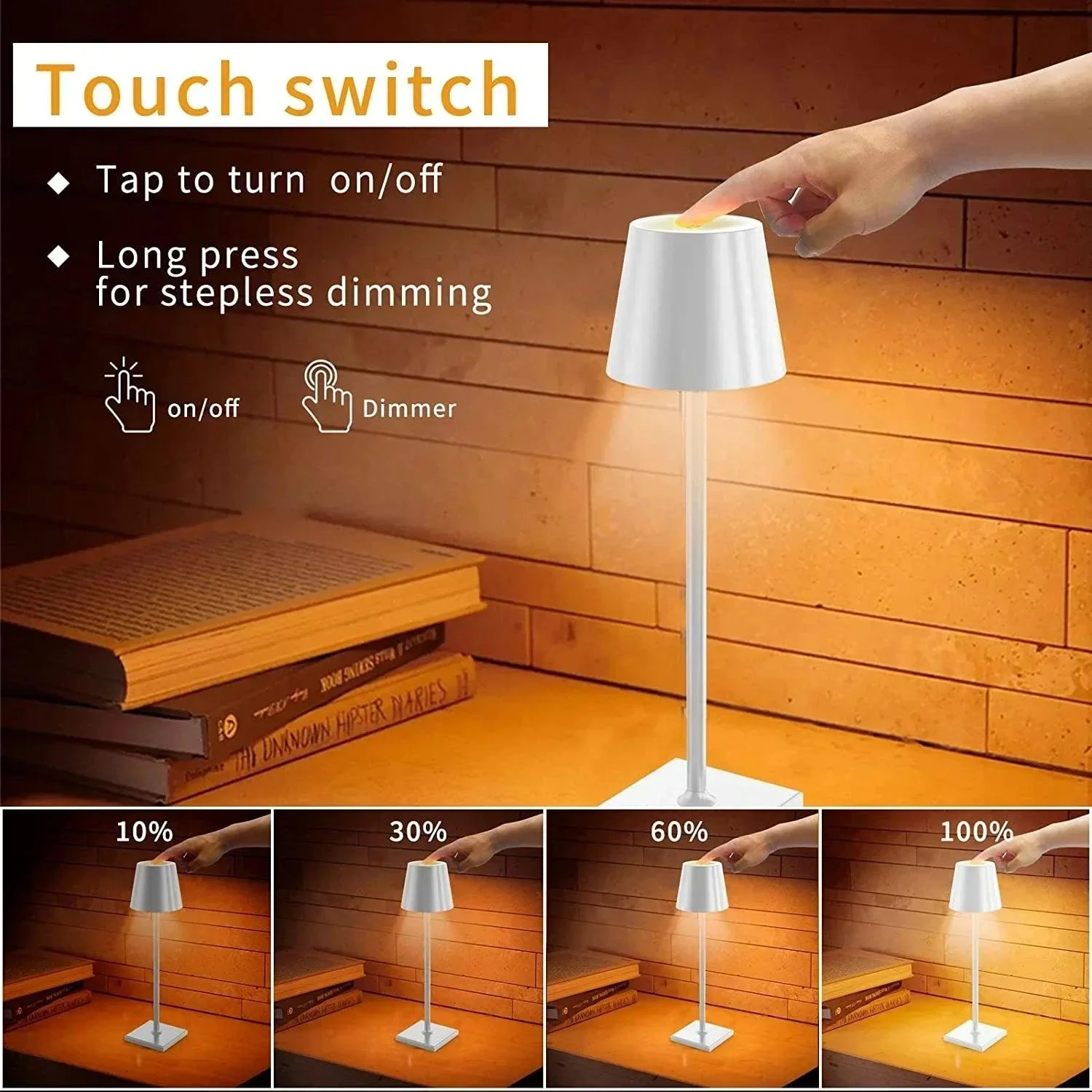 Black White Nordic Small Lamp Lighting LED Charging Decoration -