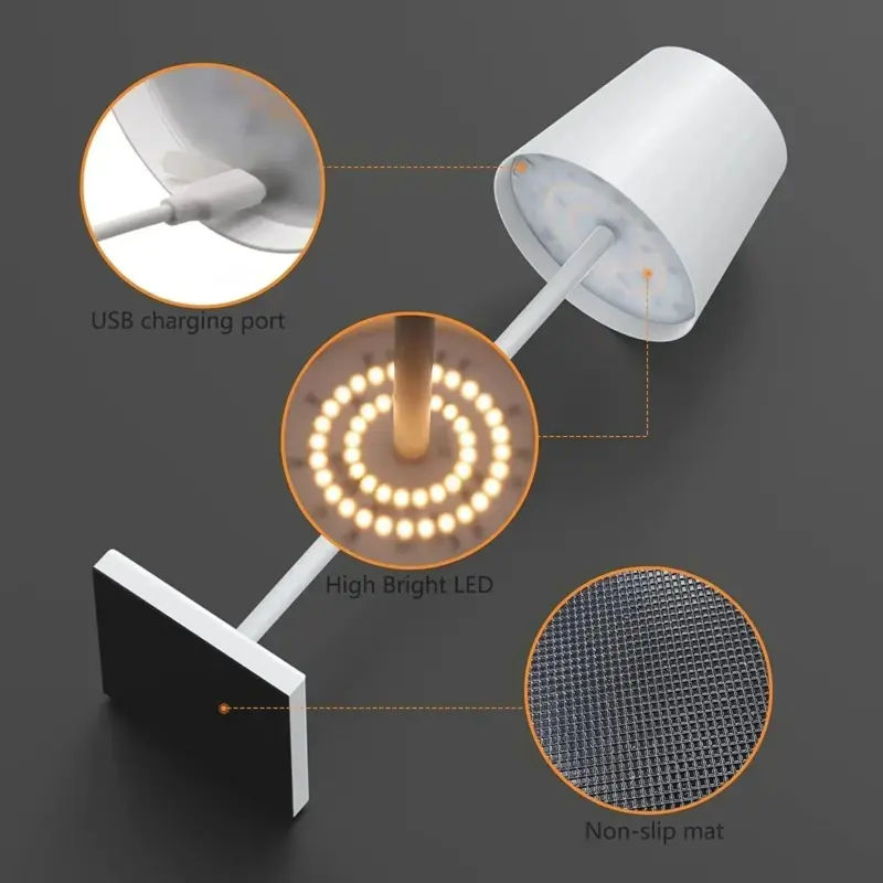 Black White Nordic Small Lamp Lighting LED Charging Decoration