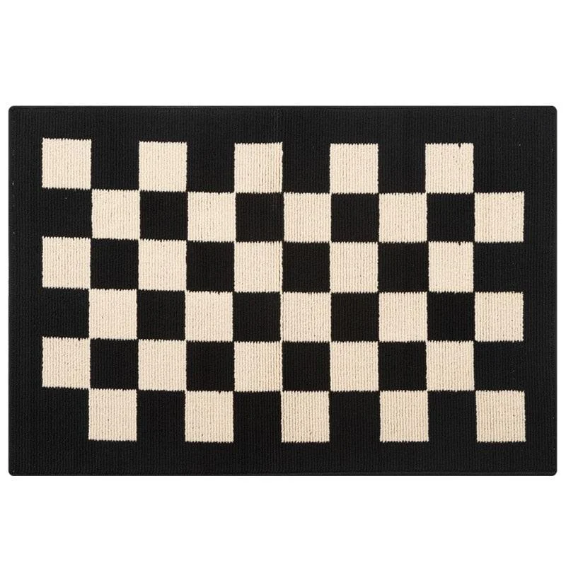 Black White Rug Chess Table Pattern for Front Door Carpet Decor -