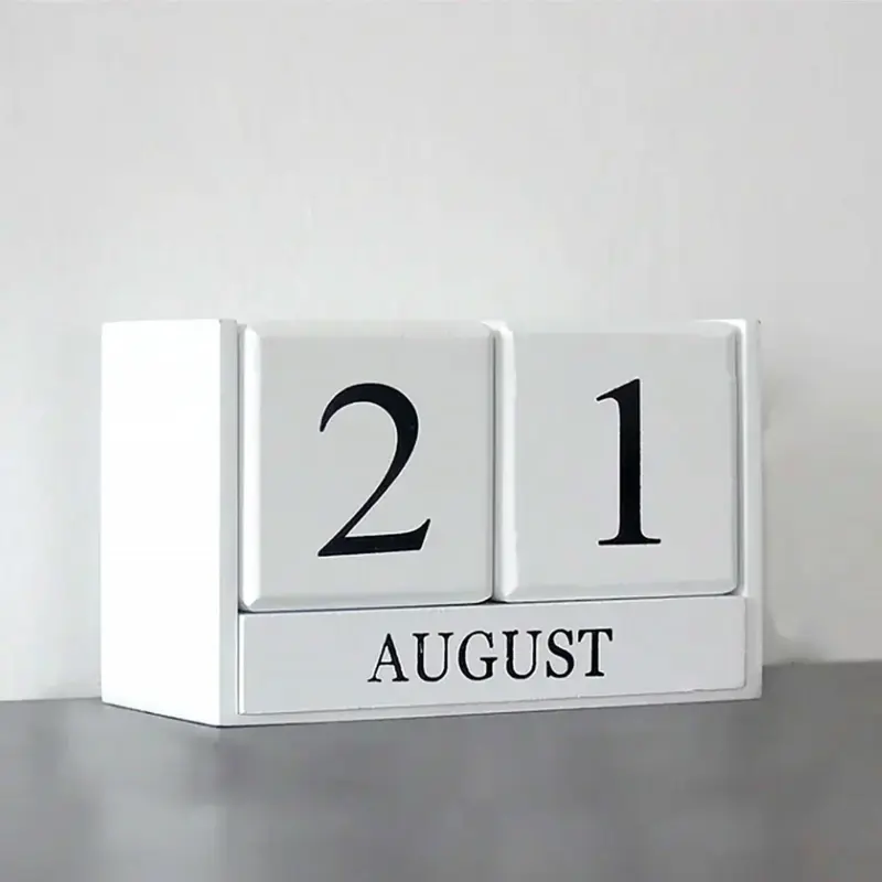 Black White Wooden Block Calendar