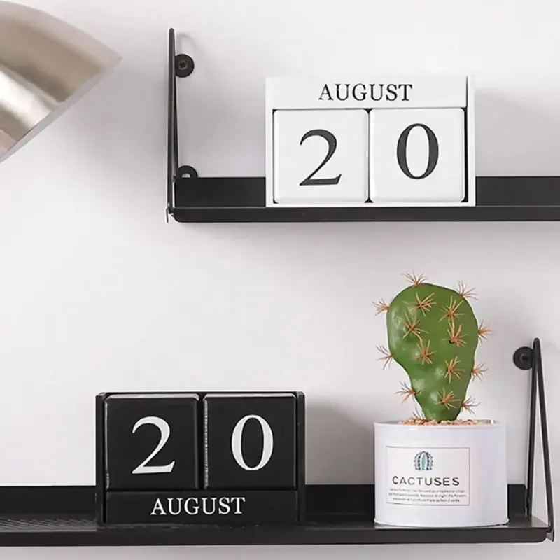 Black White Wooden Block Calendar