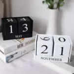 Black White Wooden Block Calendar