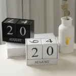 Black White Wooden Block Calendar