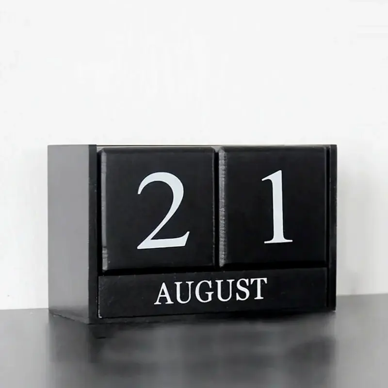 Black White Wooden Block Calendar