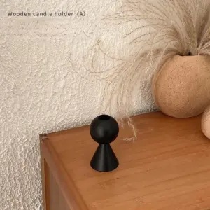 Black Wooden Candlestick Holders