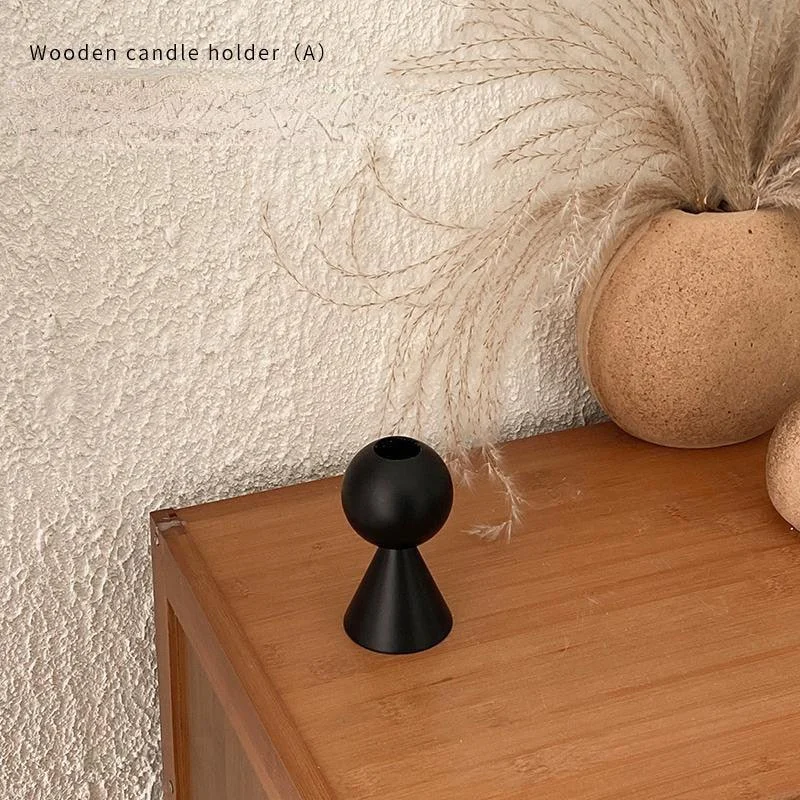 Black Wooden Candlestick Holders -  - #tag1#