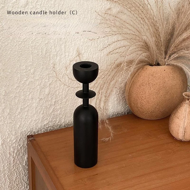 Black Wooden Candlestick Holders -  - #tag1#