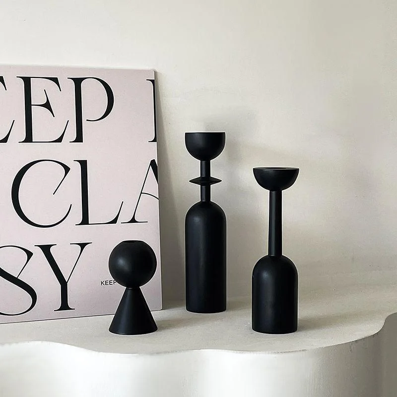 Black Wooden Candlestick Holders -  - #tag1#