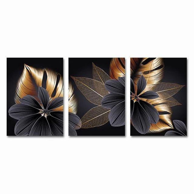 Black and Gold Tropical Leaf -  - #tag1#