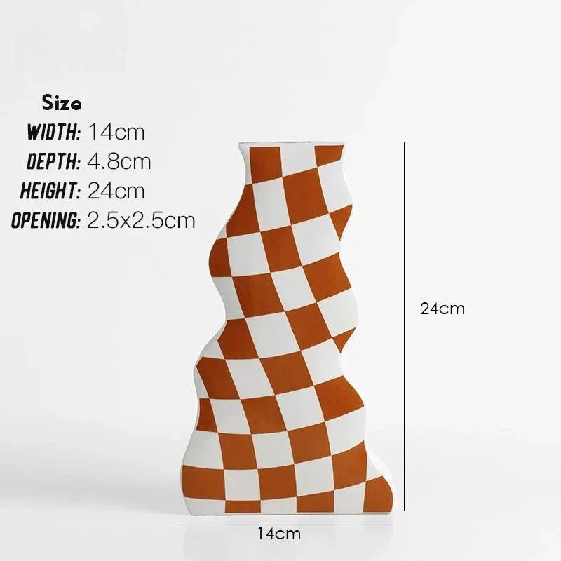 Black and White Ceramic Chequerboard Vase -  - #tag1#