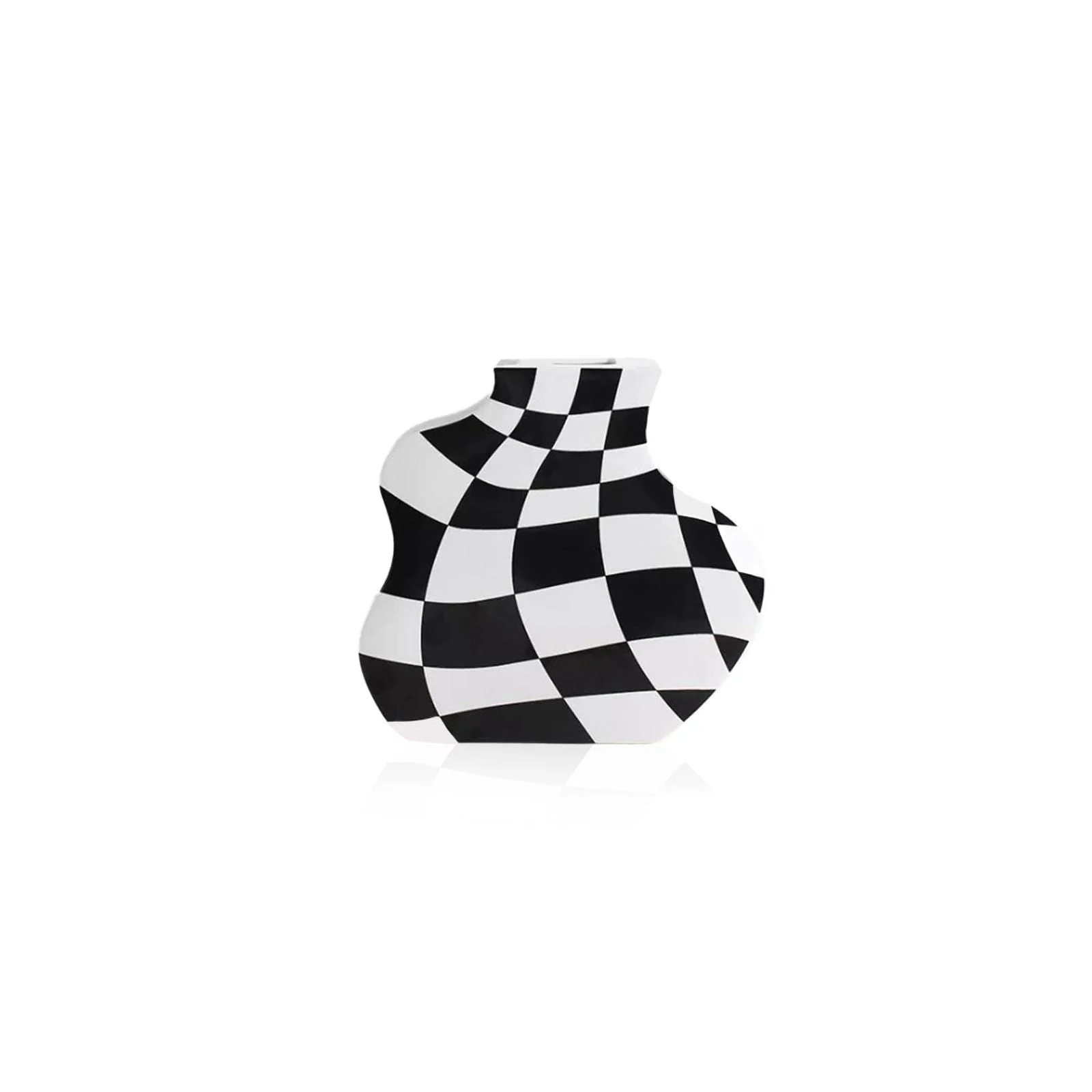 Black and White Check Board Ceramic Vase -