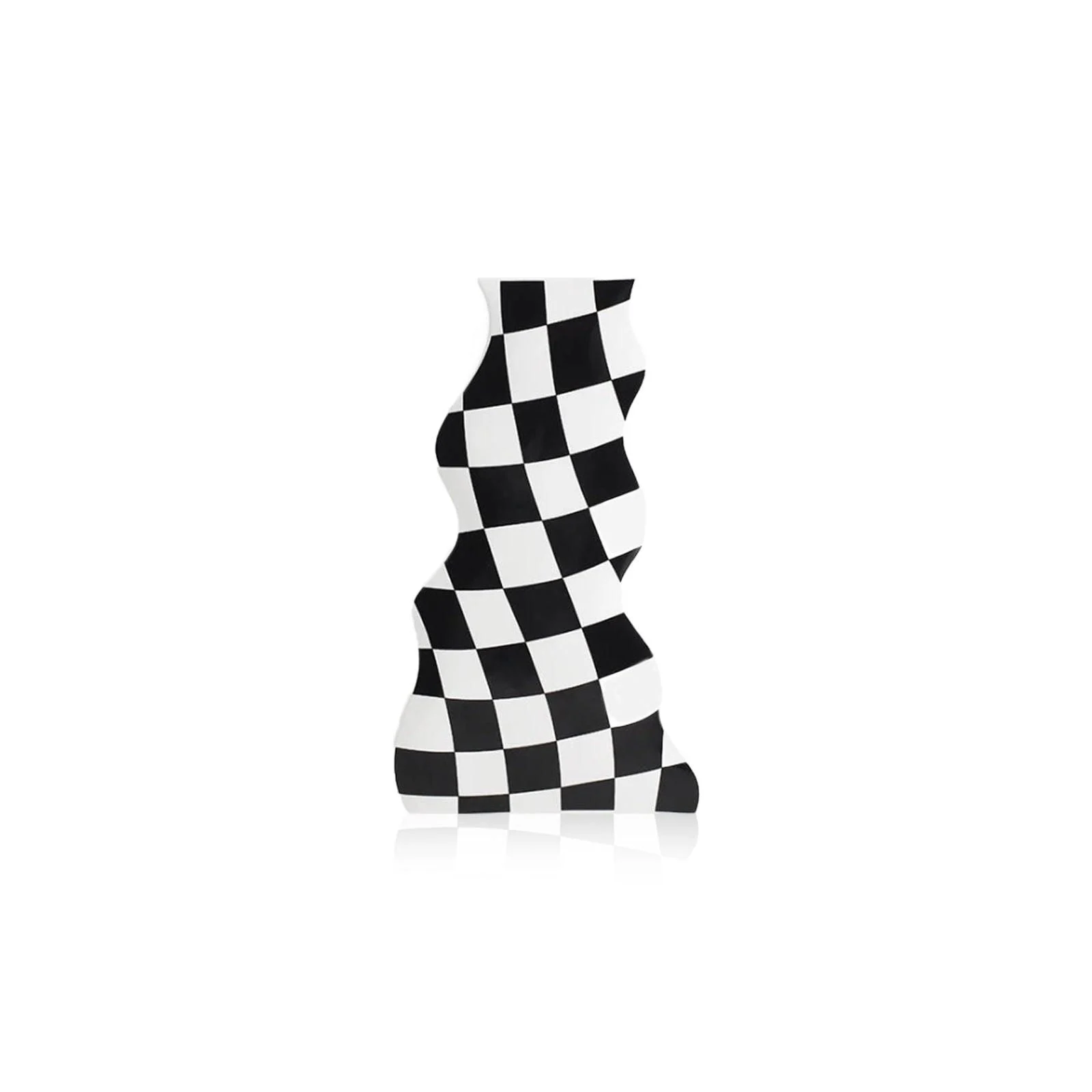 Black and White Check Board Ceramic Vase -