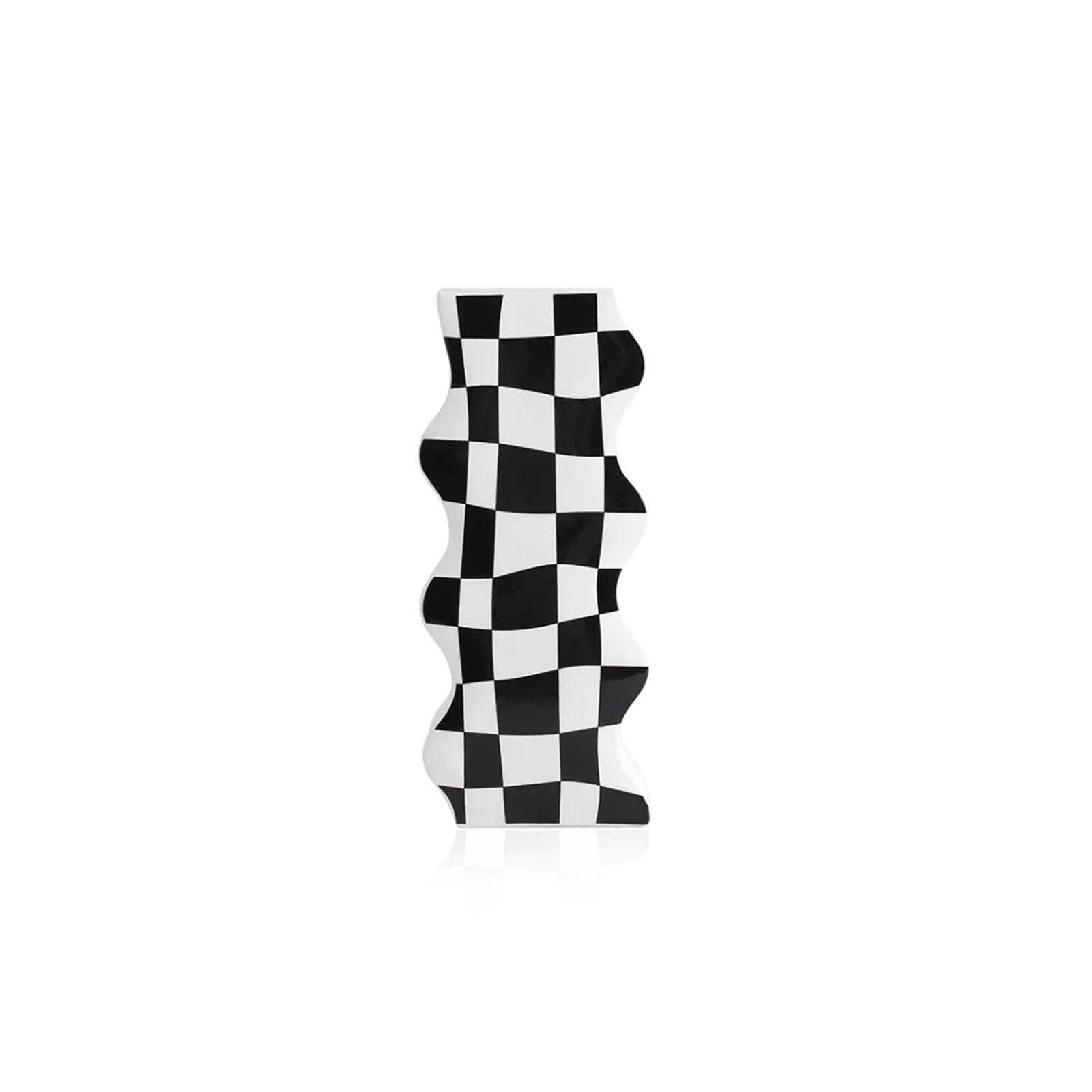 Black and White Check Board Ceramic Vase -