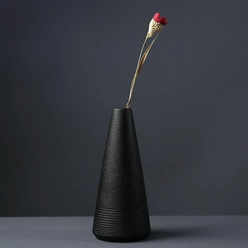 Black as Night Textured Ceramic Vases -