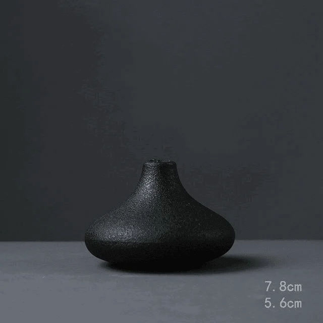 Black as Night Textured Ceramic Vases -