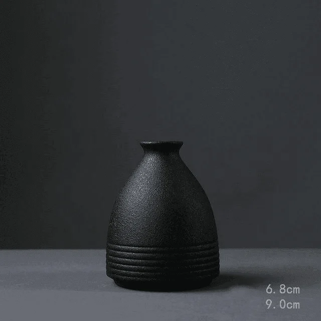 Black as Night Textured Ceramic Vases -