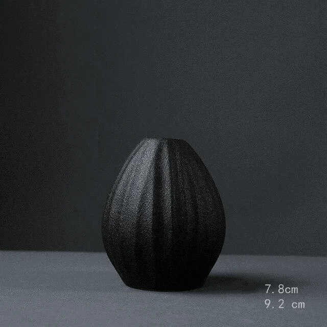 Black as Night Textured Ceramic Vases -