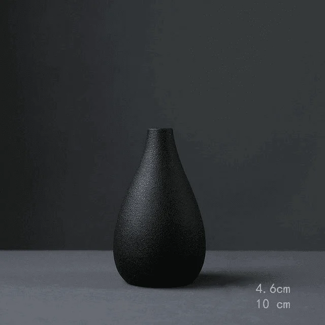 Black as Night Textured Ceramic Vases -