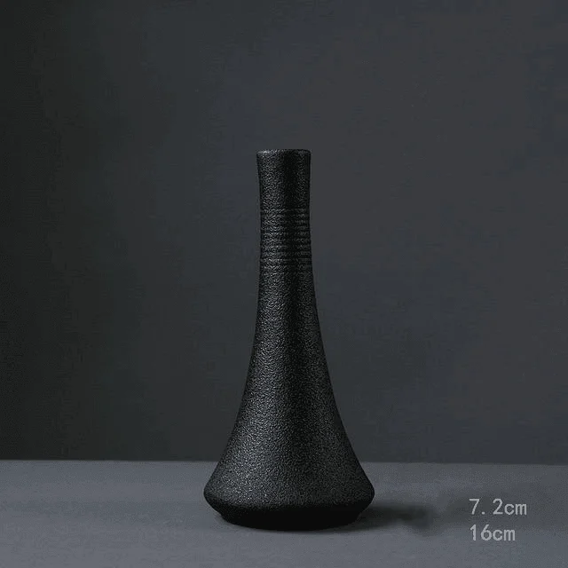 Black as Night Textured Ceramic Vases -