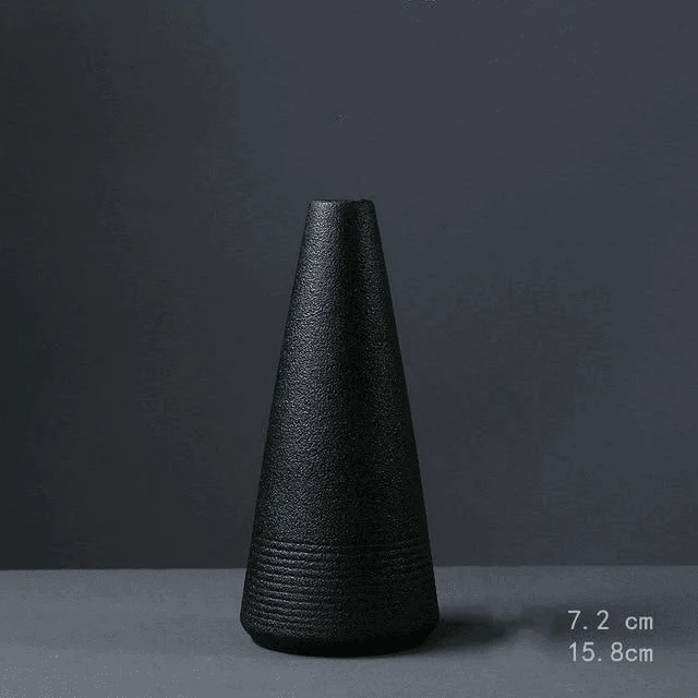 Black as Night Textured Ceramic Vases -