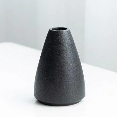 Black as Night Textured Ceramic Vases -