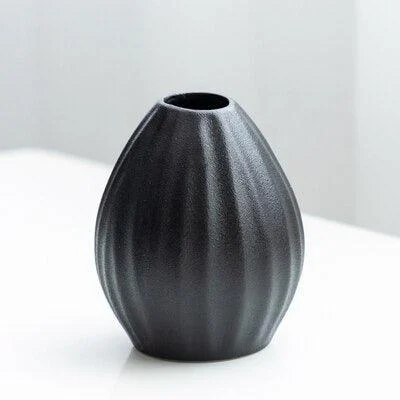 Black as Night Textured Ceramic Vases -