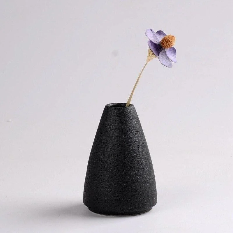 Black as Night Textured Ceramic Vases -