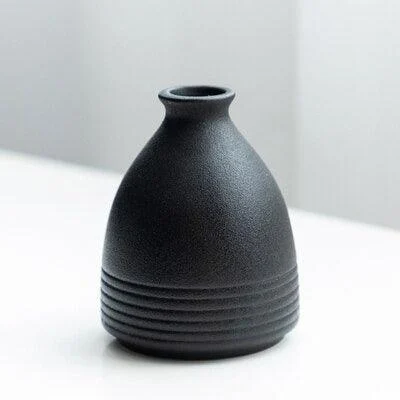 Black as Night Textured Ceramic Vases -