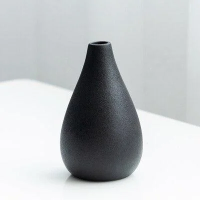 Black as Night Textured Ceramic Vases -