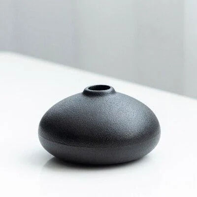 Black as Night Textured Ceramic Vases -