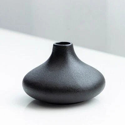 Black as Night Textured Ceramic Vases -