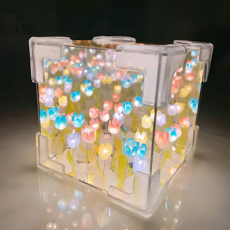 BlossomBox BeleuchteteGeschenkboxmitSeidenblumen