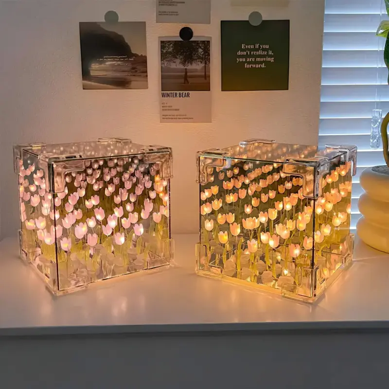 BlossomBox BeleuchteteGeschenkboxmitSeidenblumen