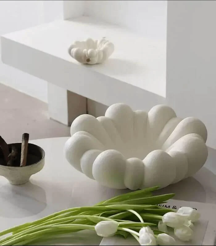 Blossom Elegance Resin Bowl Handcrafted White -  - #tag1#