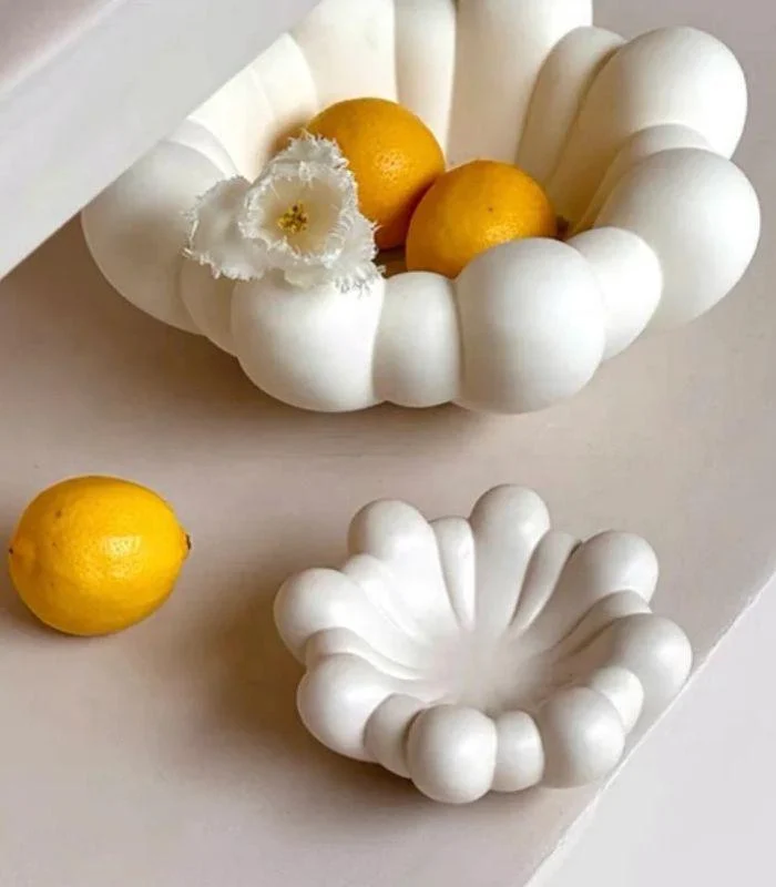 Blossom Elegance Resin Bowl Handcrafted White -  - #tag1#