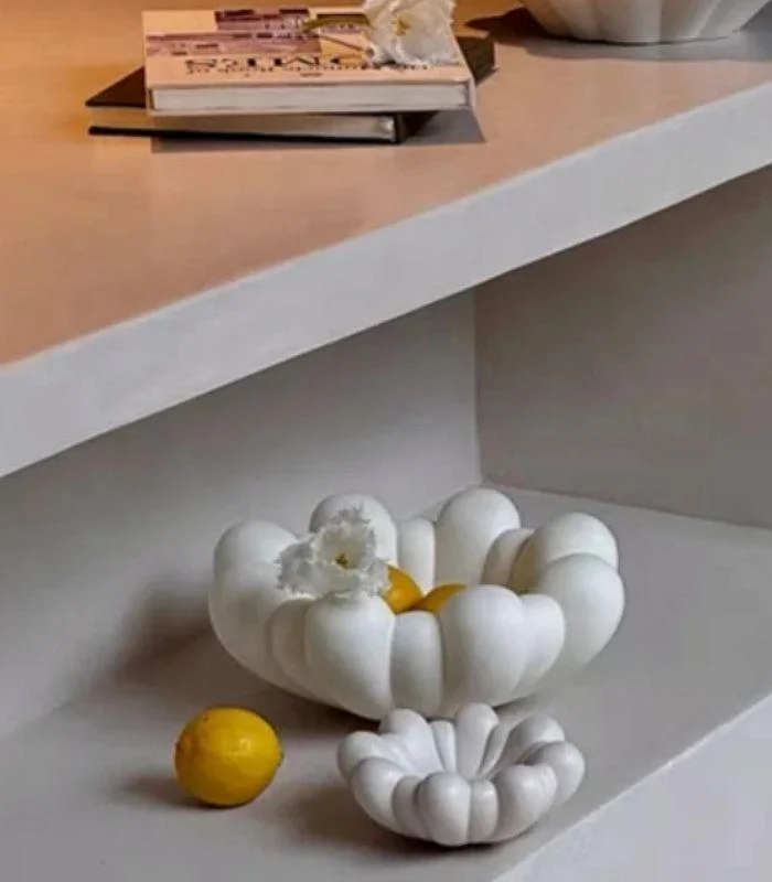 Blossom Elegance Resin Bowl Handcrafted White -  - #tag1#