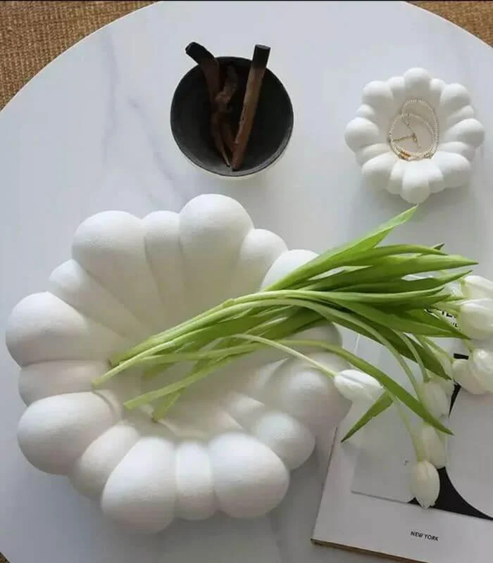 Blossom Elegance Resin Bowl Handcrafted White -  - #tag1#