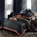 Blue Black Silk Satin Luxury Royal Bedding set Queen King size Bed set Bed Flat sheet f0dfdbaa 3015 4cc0 a646 1af3e1af0b02