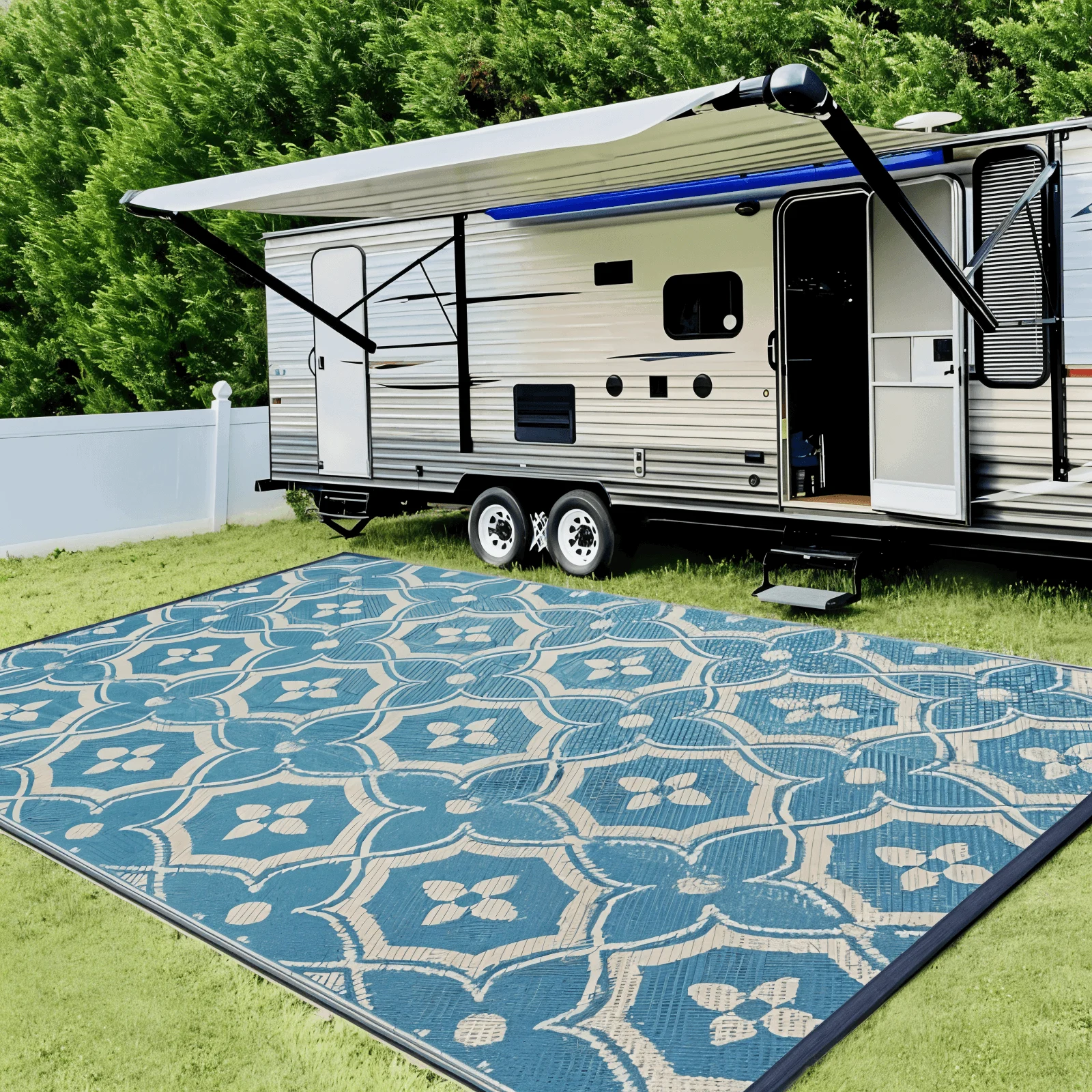BlueBliss Outdoor Rug - Geometric Polypropylene Rug -  - #tag1#