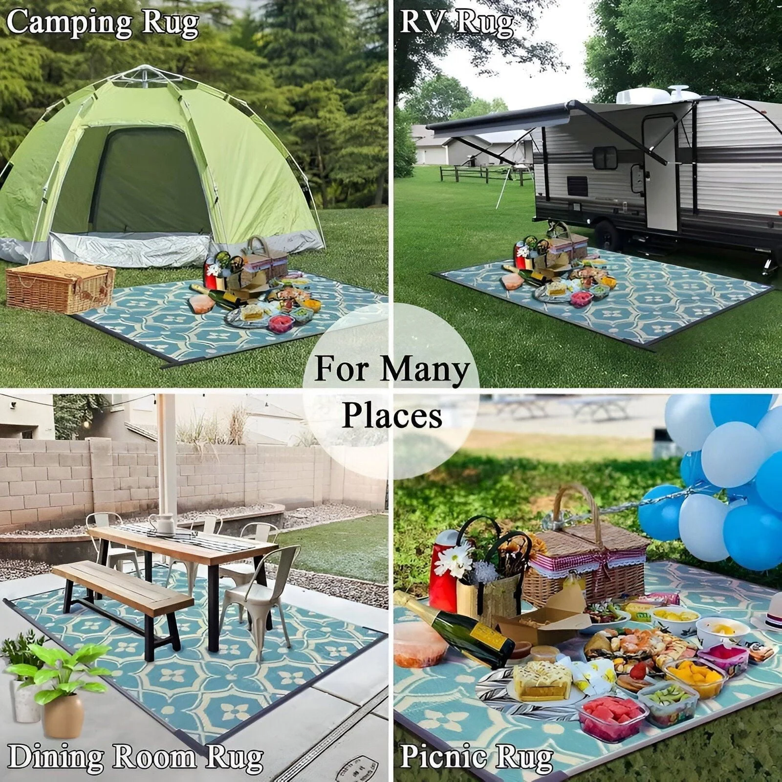 BlueBliss Outdoor Rug - Geometric Polypropylene Rug -  - #tag1#