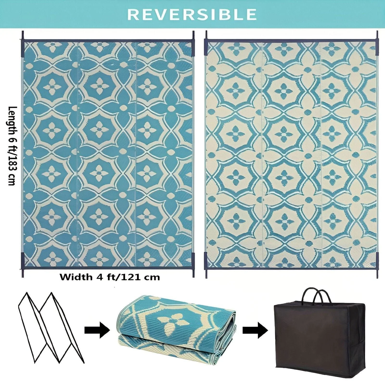 BlueBliss Outdoor Rug - Geometric Polypropylene Rug -  - #tag1#