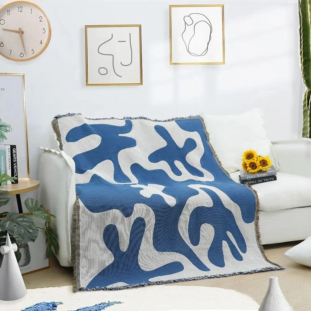 Blue Abstract Art Throw Blankets -