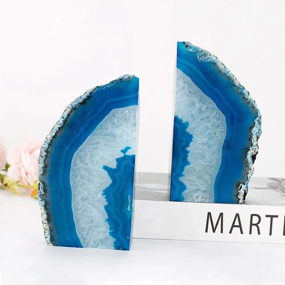 Blue Agate Bookend 2-Piece Set -