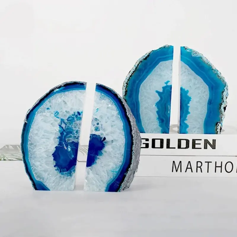 Blue Agate Bookend 2 Piece Set