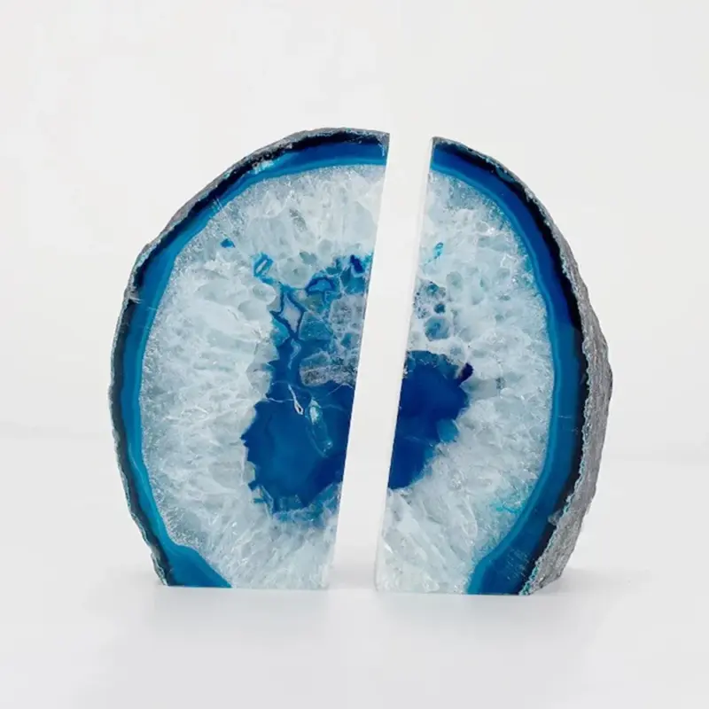 Blue Agate Bookend 2 Piece Set