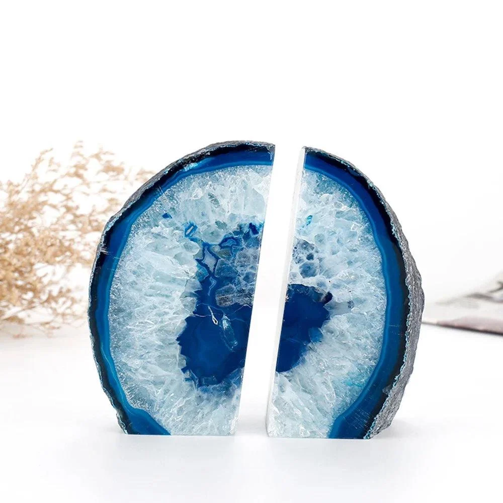 Blue Agate Bookend 2-Piece Set -