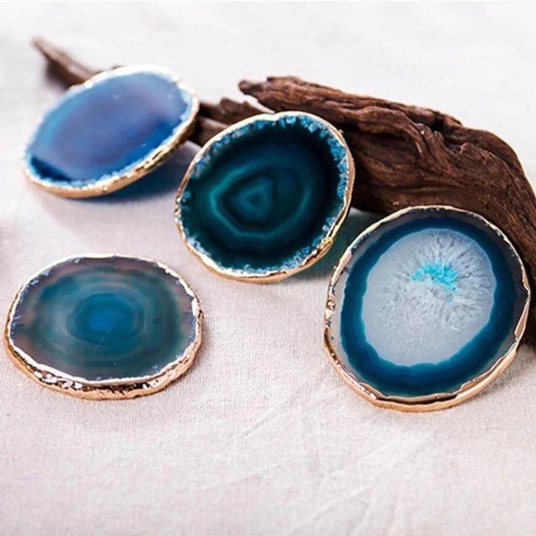 Blue Agate Coaster 2-Piece Set -